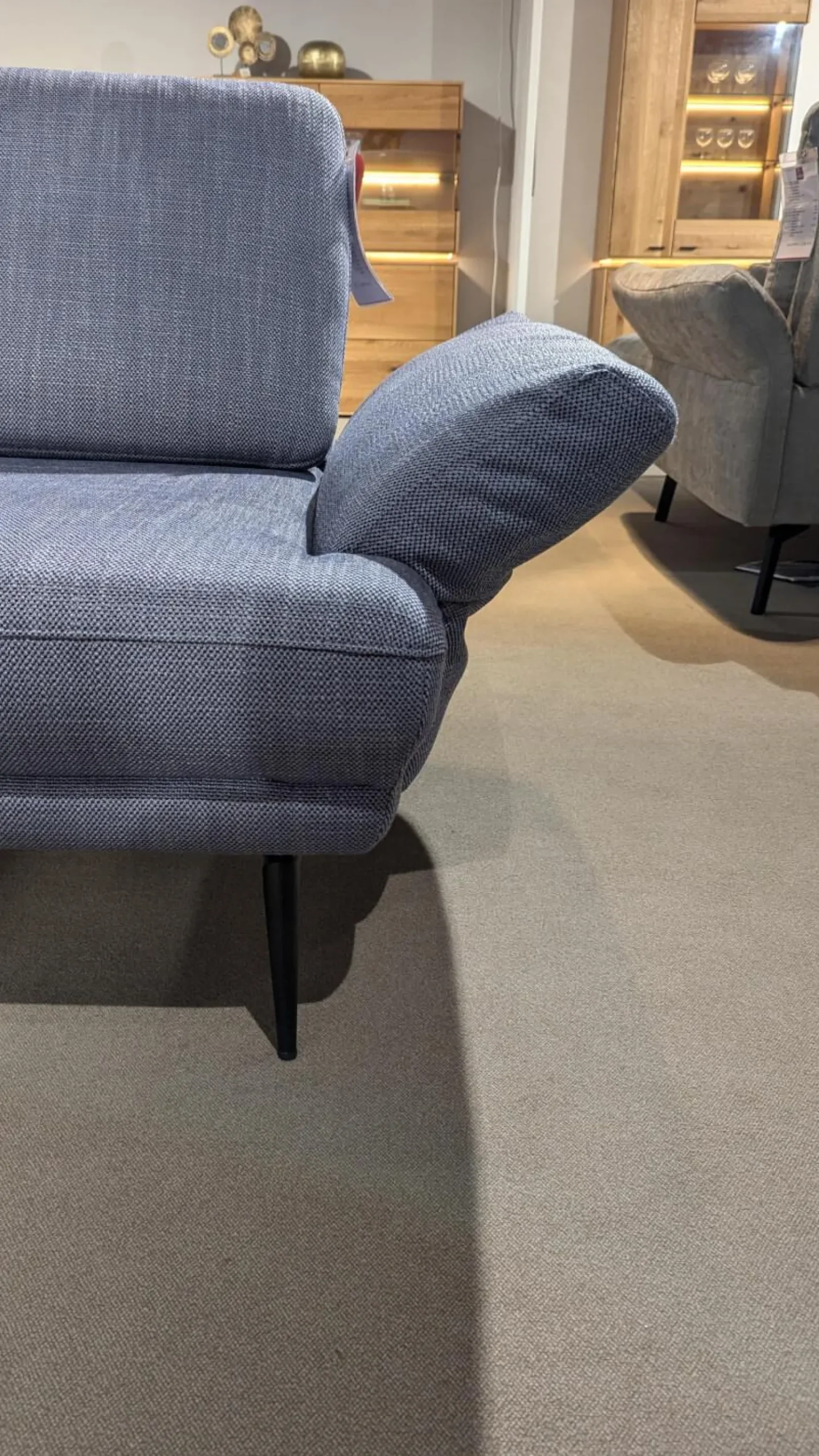 Gruber Ecksofas|Ecksofa Caruba Stoff Elsass Blau Gestell Aluminium Füße Pulverbeschichtet Aluminium Schwarz Mit Manuellen Verstellungen Inklusive Hocker