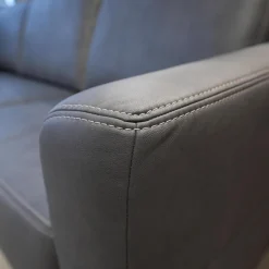 Zehdenick Ecksofas|Ecksofa Cassius Stoff Galero Slate Grau Kufe K001 Schwarz Mit Kopfstützen Und WallAway Funktion