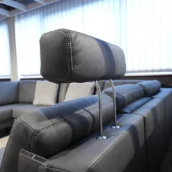 Zehdenick Ecksofas|Ecksofa Cassius Stoff Galero Slate Grau Kufe K001 Schwarz Mit Kopfstützen Und WallAway Funktion