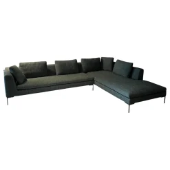 B&B Italia Ecksofas|Ecksofa Charles Large Stoff Super Sirte Kieferngrün Füße Aluminium Schwarz Verchromt Lackiert