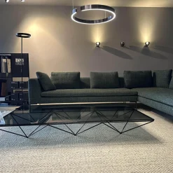 B&B Italia Ecksofas|Ecksofa Charles Large Stoff Super Sirte Kieferngrün Füße Aluminium Schwarz Verchromt Lackiert