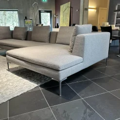 B&B Italia Ecksofas|Ecksofa Charles Stoff Esopo 2522151 Hellgrau Füße Aluminium Poliert mit Kissen