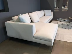 B&B Italia Ecksofas|Ecksofa Charles Stoff Lodi Natur Creme Füße Chrom mit 8 Kissen