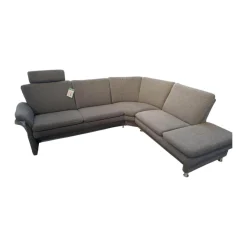 Arco Ecksofas|Ecksofa Chronos Stoff Medusa Rauchblau Grau Blau Metallfuß M01 Poliert Armlehne Klappbar Inklusive Kopfstütze