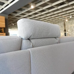 Erpo Ecksofas|Ecksofa Classic 500 Stoff Sugar 2010 80 Grau Metallfüße Hochglanz Inklusive Hocker Und Kissen