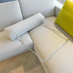 Erpo Ecksofas|Ecksofa Classic 500 Stoff Sugar 2010 80 Grau Metallfüße Hochglanz Inklusive Hocker Und Kissen