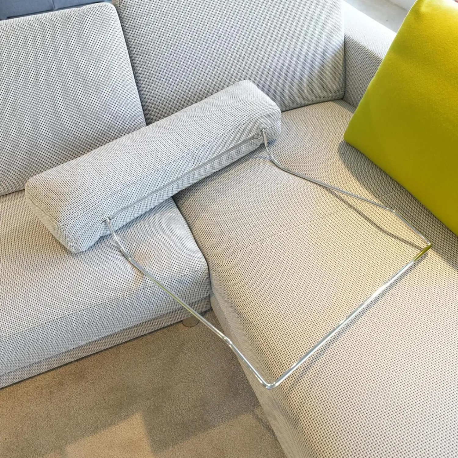 Erpo Ecksofas|Ecksofa Classic 500 Stoff Sugar 2010 80 Grau Metallfüße Hochglanz Inklusive Hocker Und Kissen