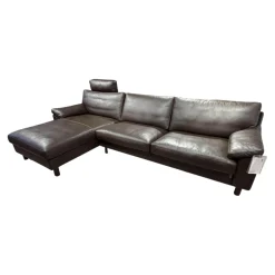 Erpo Ecksofas|Ecksofa Classics 650 Leder 42.089 Mocca Braun Fuß CL40 Wenge