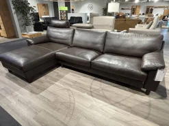Erpo Ecksofas|Ecksofa Classics 650 Leder 42.089 Mocca Braun Fuß CL40 Wenge