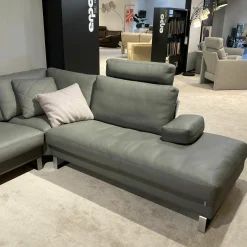 Erpo Ecksofas|Ecksofa Classics 500 Leder 43 Grau 570 mit Kopfstütze