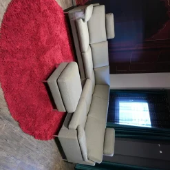 Erpo Ecksofas|Ecksofa Classics Stoff Sugar Natur Fuß 59 Aluminium mit Hocker