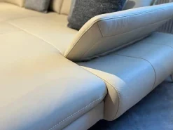 Contur Ecksofas|Ecksofa Collina Leder WP Ecru L50 Beige Metallfüße Gebürstet Inklusive Kopfstütze