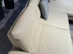 Contur Ecksofas|Ecksofa Collina Leder WP Ecru L50 Beige Metallfüße Gebürstet Inklusive Kopfstütze