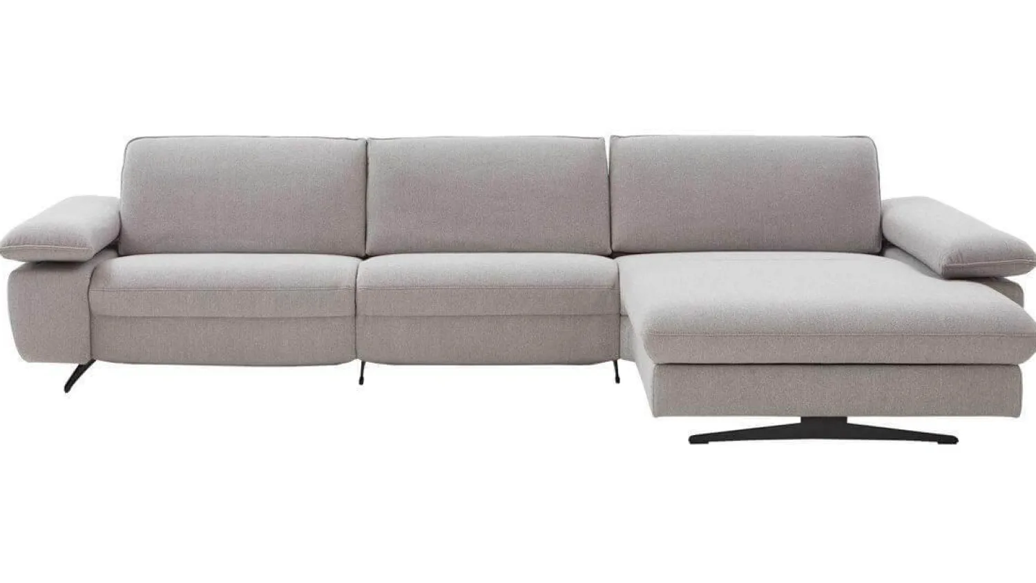 himolla Ecksofas|Ecksofa Comfortmaster Spektra 1487 Stoff Loop 02 Jet Hellgrau Metallkufe Anthrazit Motorisch Verstellbar