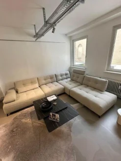 Contur Ecksofas|Ecksofa Comodo Stoff Crumble Silky 61 Beige Metallfuß Anthrazit Pulverbeschichtet Inklusive Kissen