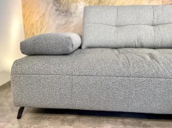 Contur Ecksofas|Ecksofa Comodo Stoff Q2 Rustico Azuro Grau Füße Metall Anthrazit Inklusive Lendenkissen