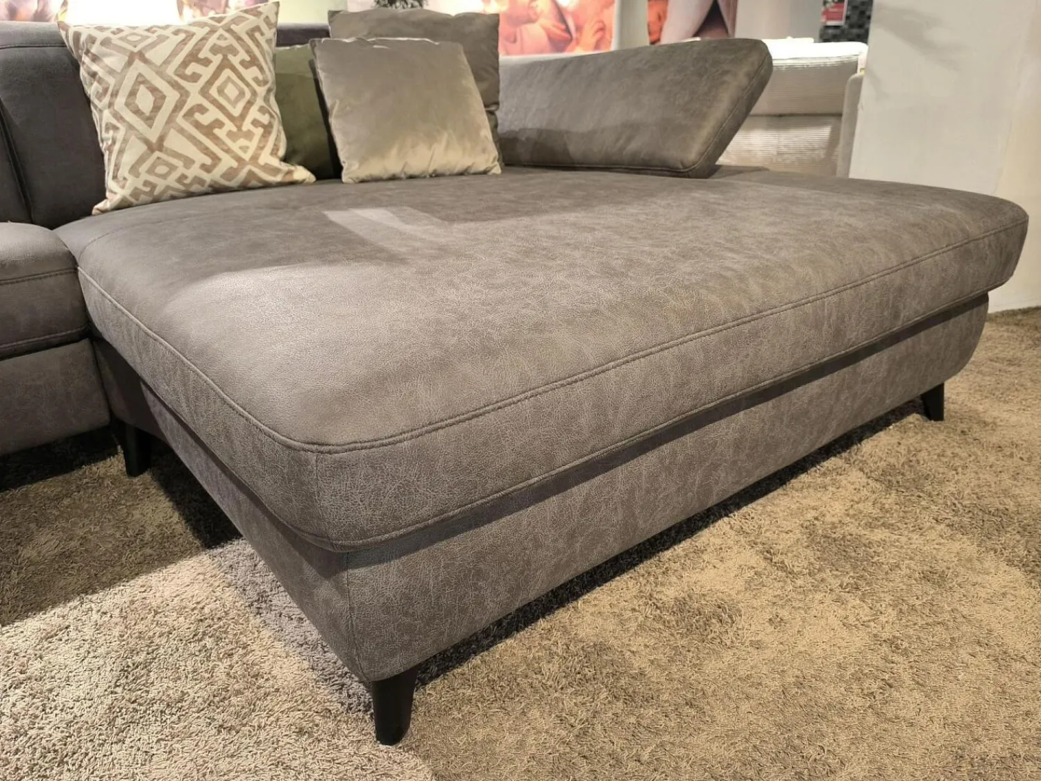 Steinpol Ecksofas|Ecksofa Concerto Stoff Bullus Anthrazit Füße Chrom Schwarz Inklusive Kissen