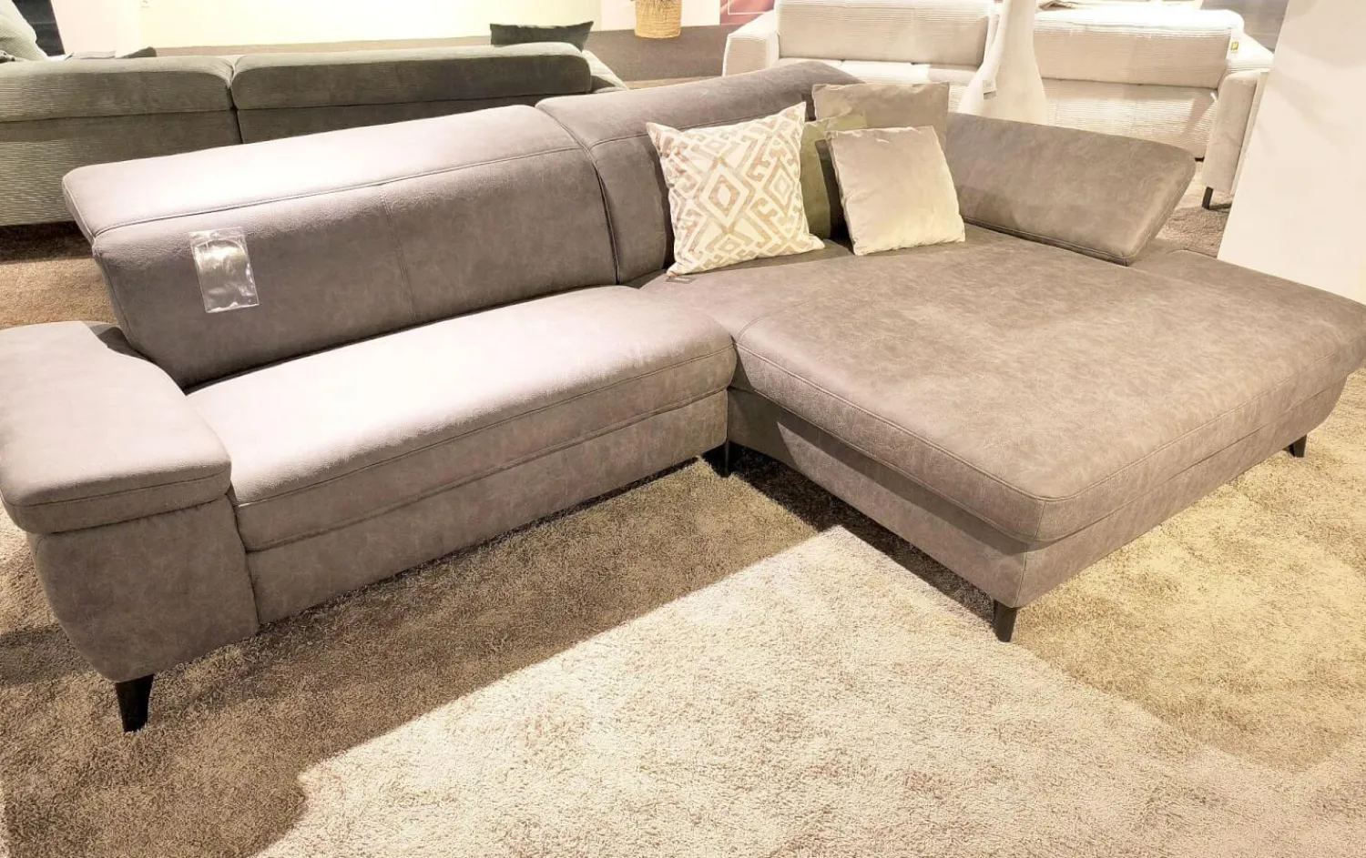 Steinpol Ecksofas|Ecksofa Concerto Stoff Bullus Anthrazit Füße Chrom Schwarz Inklusive Kissen