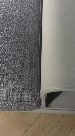 Minotti Ecksofas|Ecksofa Connery Stoff Bright 05 Peltro Grau Gestell Leder Aspen 06 Pomice Grau Mit Ablage Rechts