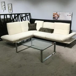 Koinor Ecksofas|Ecksofa Cono Stoff Empire Beige Kufengestell Nickel Satiniert Inklusive Kissen