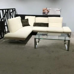 Koinor Ecksofas|Ecksofa Cono Stoff Empire Beige Kufengestell Nickel Satiniert Inklusive Kissen