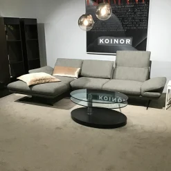 Koinor Polstergruppen|Ecksofa Cono Stoff Kaleido Grau Braun Kufengestell Metall Schwarz Inklusive Kissen