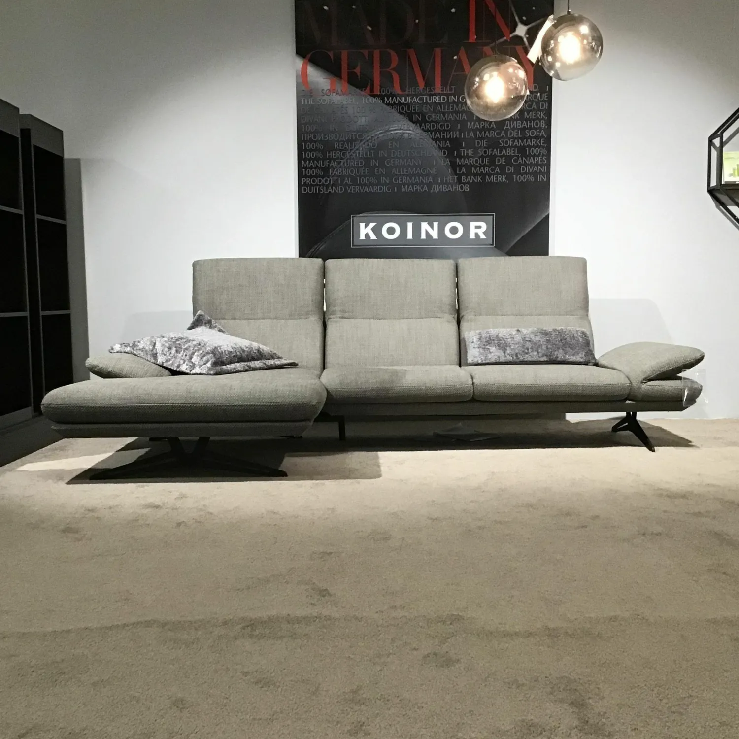 Koinor Polstergruppen|Ecksofa Cono Stoff Kaleido Grau Braun Kufengestell Metall Schwarz Inklusive Kissen