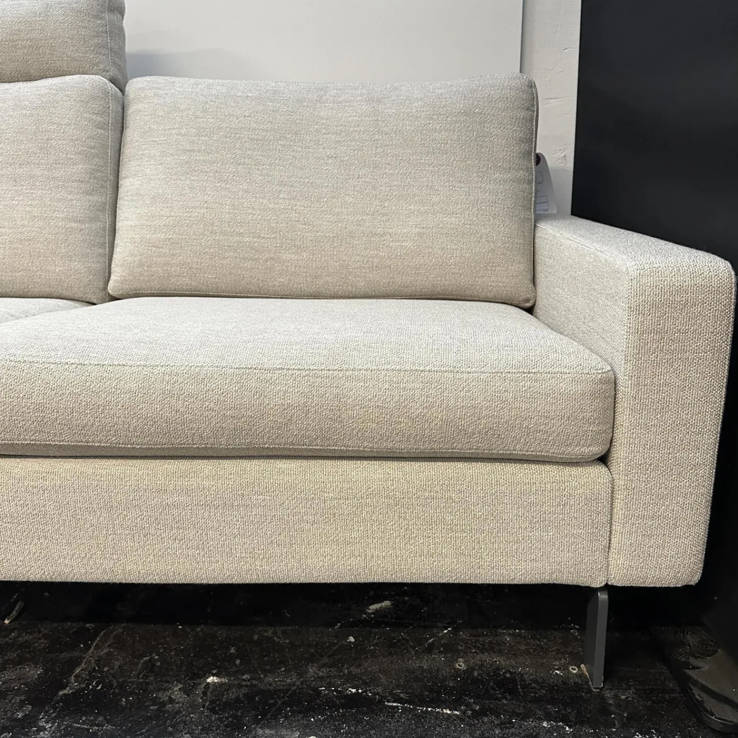 COR Ecksofas|Ecksofa Conseta Bezug Stoff 8081 Muschel Grau Schmalfüße Anthrazit inklusive Kopfstütze