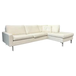 COR Ecksofas|Ecksofa Conseta Bodenfrei Stoff 7149 Weiß Schmalfüße F04 Feinstruktur Stahl Mit Filtgleiter