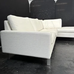 COR Ecksofas|Ecksofa Conseta Bodenfrei Stoff 7149 Weiß Schmalfüße F04 Feinstruktur Stahl Mit Filtgleiter