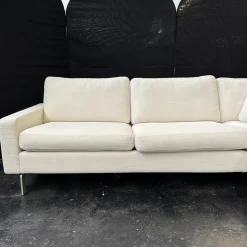 COR Ecksofas|Ecksofa Conseta Bodenfrei Stoff 7149 Weiß Schmalfüße F04 Feinstruktur Stahl Mit Filtgleiter