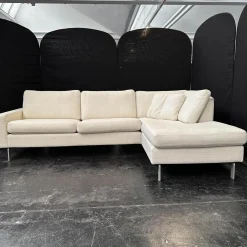 COR Ecksofas|Ecksofa Conseta Bodenfrei Stoff 7149 Weiß Schmalfüße F04 Feinstruktur Stahl Mit Filtgleiter