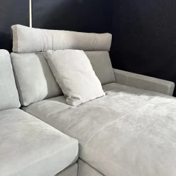 COR Ecksofas|Ecksofa Conseta Leder 682 Elefantengrau Schmalfuß Edelstahl Inklusive Kopfstütze Und 2 Armlehnenkissen