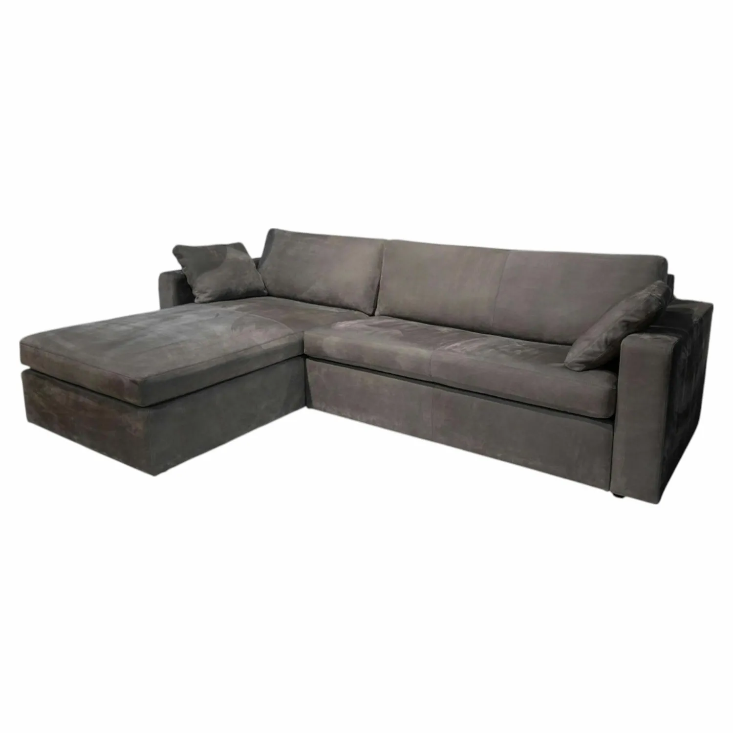 COR Ecksofas|Ecksofa Conseta Leder Puro 681 Graphitgrau mit 2 Armlehnkissen