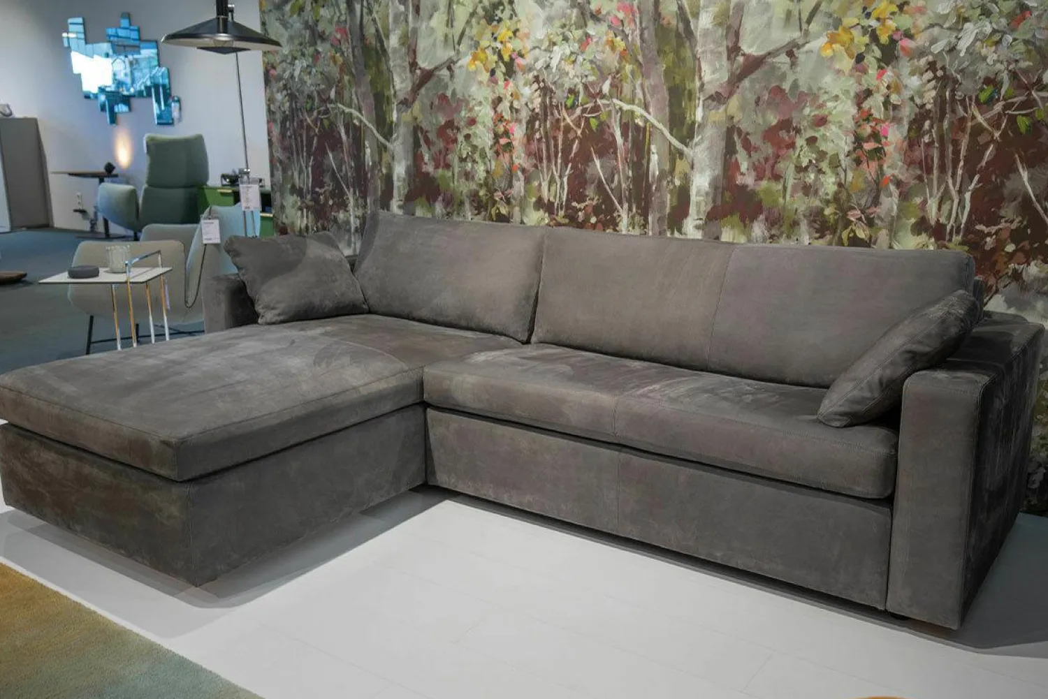 COR Ecksofas|Ecksofa Conseta Leder Puro 681 Graphitgrau mit 2 Armlehnkissen