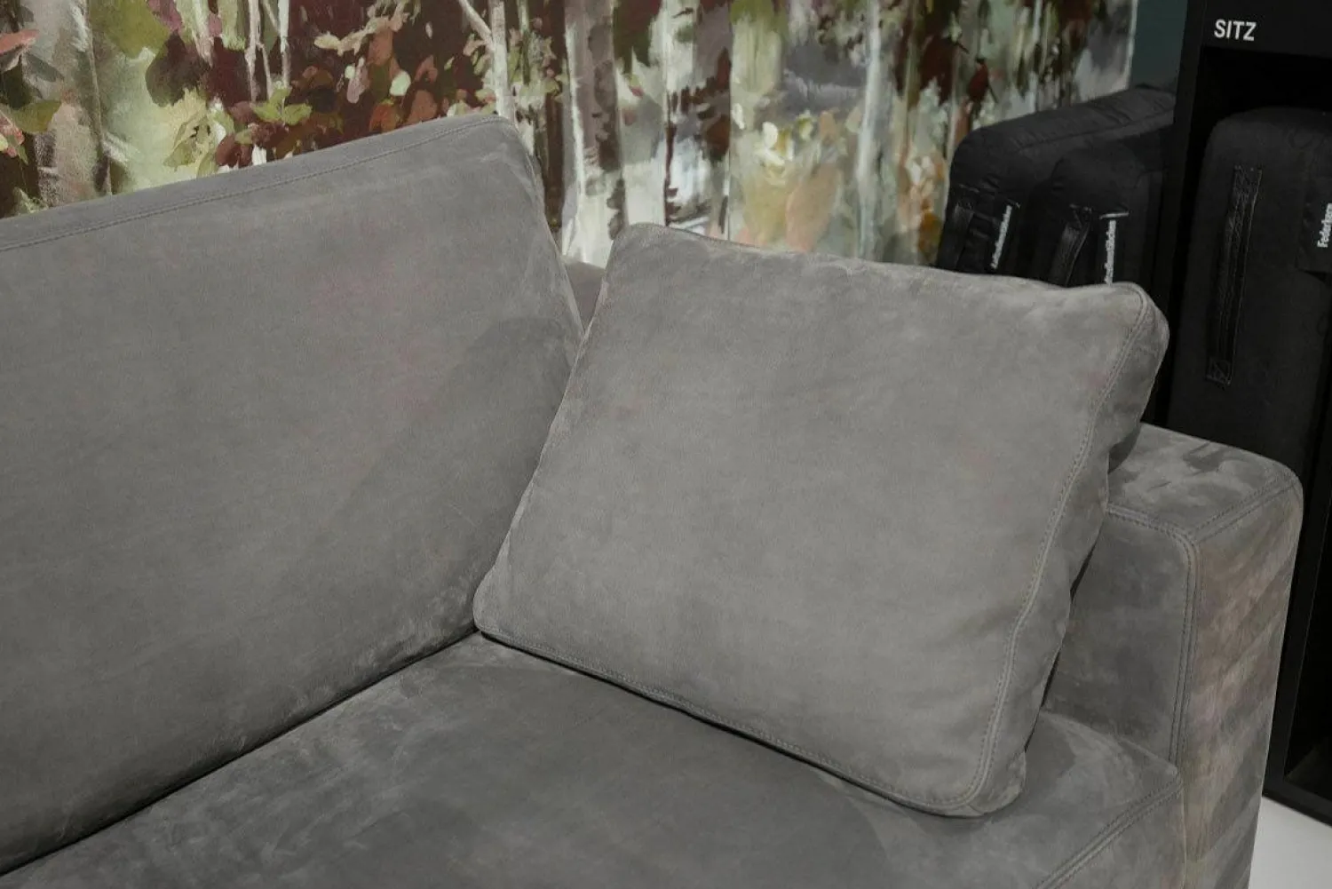 COR Ecksofas|Ecksofa Conseta Leder Puro 681 Graphitgrau mit 2 Armlehnkissen