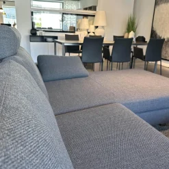 COR Ecksofas|Ecksofa Conseta Stoff 5016 Mittelgrau Grau Gestell Metall Verchromt Inklusive Armkissen