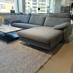 COR Ecksofas|Ecksofa Conseta Stoff 5016 Mittelgrau Grau Gestell Metall Verchromt Inklusive Armkissen