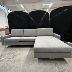 COR Ecksofas|Ecksofa Conseta Stoff 8159 Mittelgrau Metallkufen Verchromt