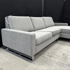 COR Ecksofas|Ecksofa Conseta Stoff 8159 Mittelgrau Metallkufen Verchromt