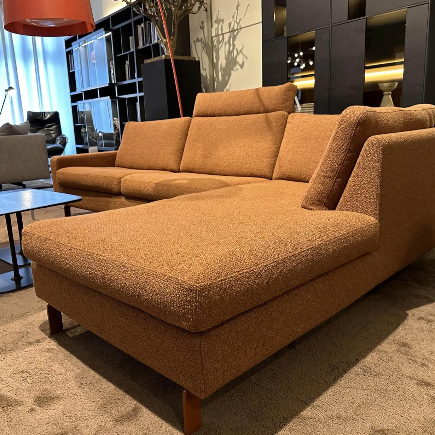 COR Ecksofas|Ecksofa Conseta Stoff 8202 Rost Orange Schmalfuß Orange Inklusive Kopfstütze