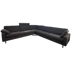 COR Ecksofas|Ecksofa Conseta Stoff 8078 Tabak Anthrazit Metallkufe F04 Stahl Feinstruktur Mit Kopfstütze
