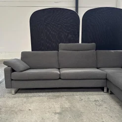COR Ecksofas|Ecksofa Conseta Stoff 8078 Tabak Anthrazit Metallkufe F04 Stahl Feinstruktur Mit Kopfstütze