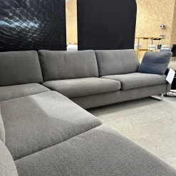 COR Ecksofas|Ecksofa Conseta Stoff 8078 Tabak Anthrazit Metallkufe F04 Stahl Feinstruktur Mit Kopfstütze