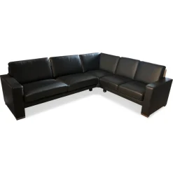 Gepade Ecksofas|Ecksofa Cosmo 100 Leder 18 8368 Schwarz Füße Smoked GP16 Mit Metalleinlage