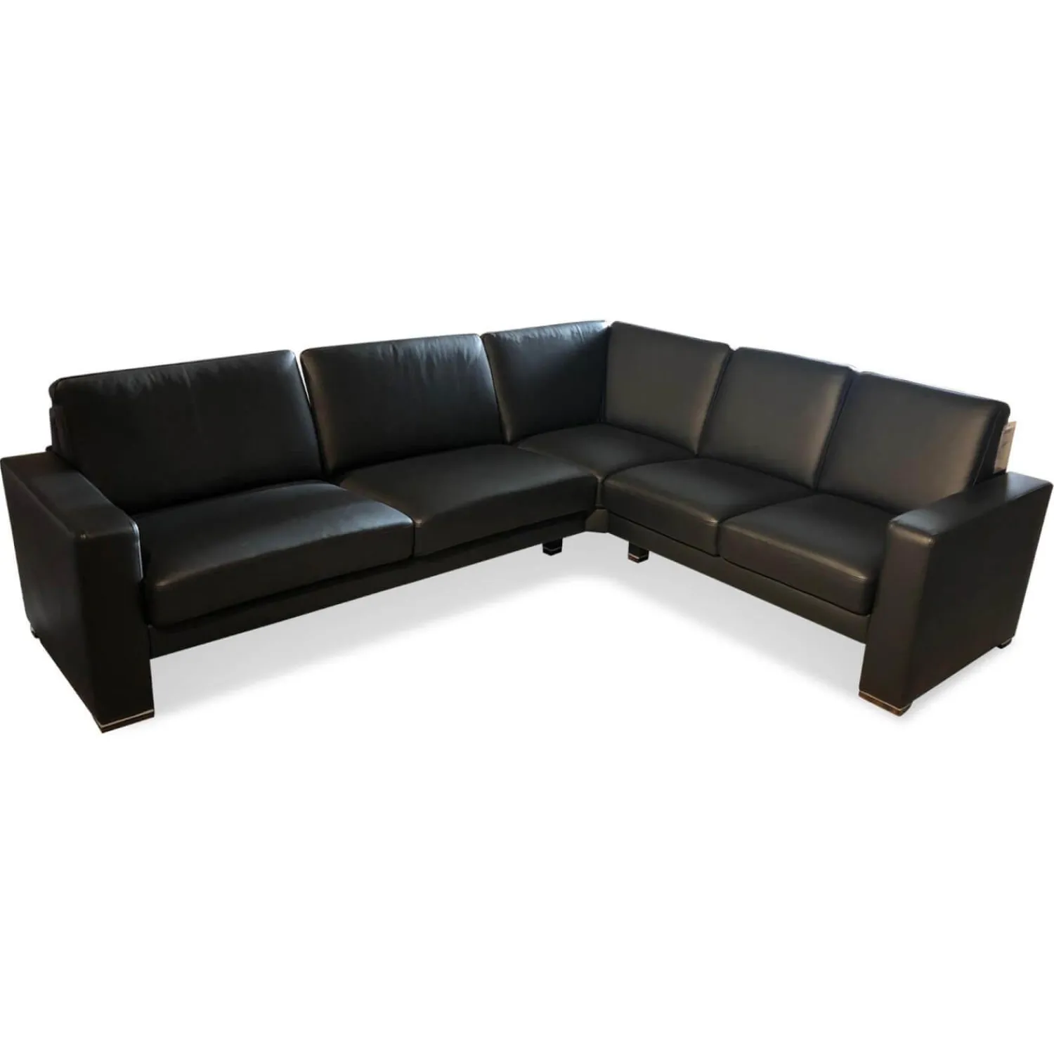 Gepade Ecksofas|Ecksofa Cosmo 100 Leder 18 8368 Schwarz Füße Smoked GP16 Mit Metalleinlage