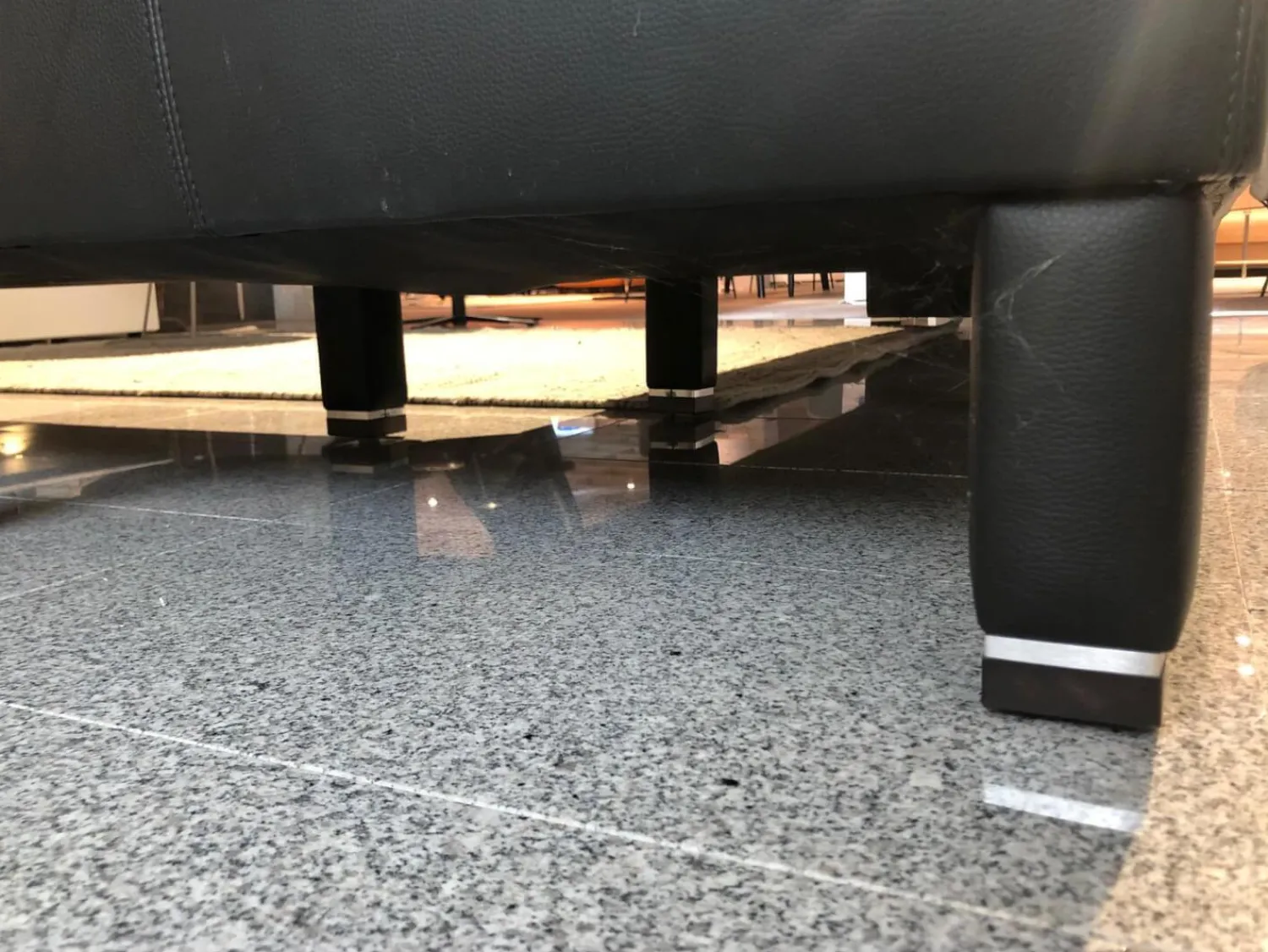 Gepade Ecksofas|Ecksofa Cosmo 100 Leder 18 8368 Schwarz Füße Smoked GP16 Mit Metalleinlage