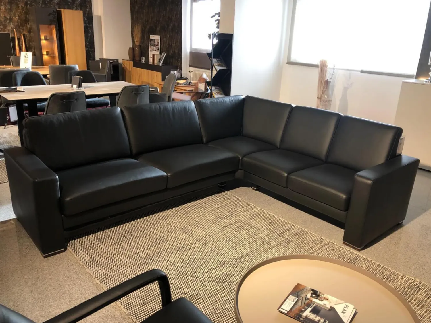 Gepade Ecksofas|Ecksofa Cosmo 100 Leder 18 8368 Schwarz Füße Smoked GP16 Mit Metalleinlage