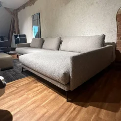 Contur Ecksofas|Ecksofa Cuneo 60 Bezug Stoff Verati Silvera 19 Greige Grau Metallfüße Schwarz Lackiert