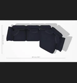 B&B Italia Ecksofas|Ecksofa Dambo Stoff Serra 850 Blau Navy Füße Glanzpoliert mit 4 Kissen